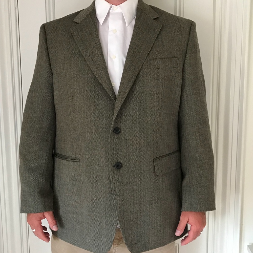 Izod wool herringbone sport coat blazer 46R